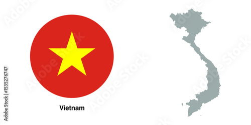 vietnam flag and vietnam map with transparent background