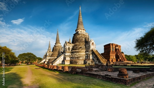 landscape landmark of wat phra si sanphet temple at ayutthaya historical park thailand