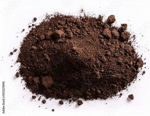 fertile soil texture background seen from above top view gardening or planting concept isolated on white