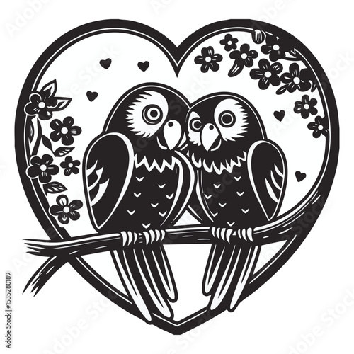 image of a lovebird on a branch