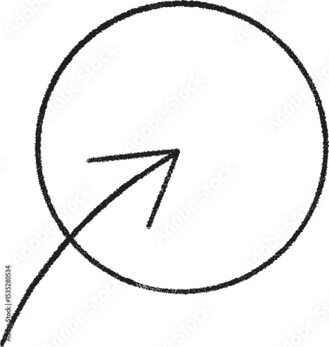 黒い手描きのシンプルな円と矢印のアイコン　Adobe Illustrator Artwork