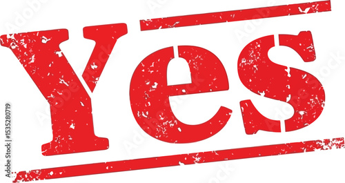 Red Grunge Yes Stamp Approval, Agreement, Confirmation Graphic