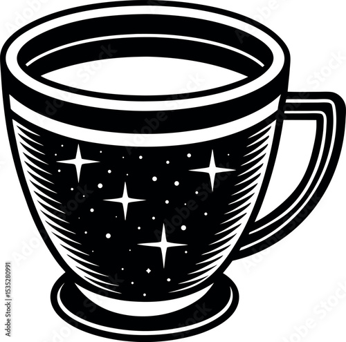 Black and White Coffee Cup and Saucer Icon