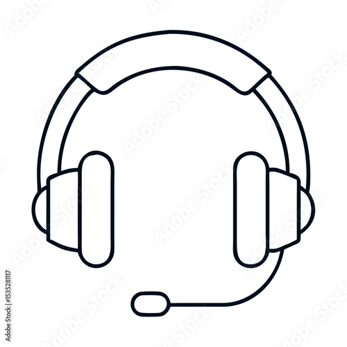 Stylish gamer headset icon.  Gaming headset with microphone for online communication.  This headset icon is perfect for video game streaming, podcasting, and gaming apps.