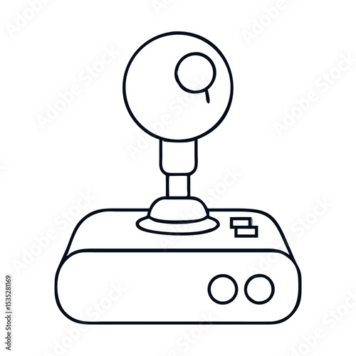 Simple joystick icon design. Classic gaming joystick illustration with control buttons and spherical top.  This joystick image is perfect for video game streaming, podcasting, and gaming app icons.
