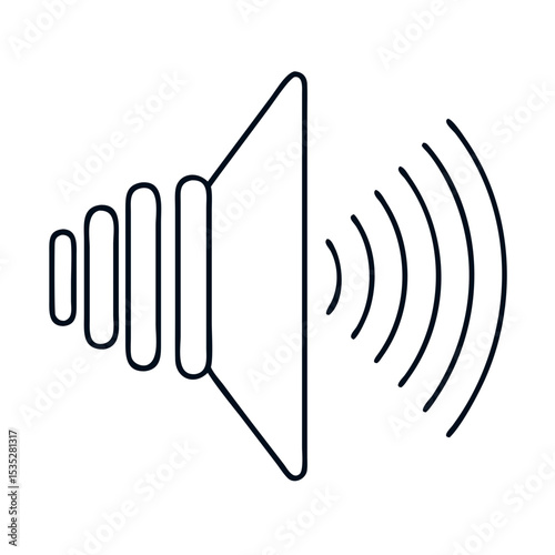 Sound waves illustration with speaker icon.  Simple sound wave graphic design for audio applications.  This sound wave image is perfect for podcast promotion, streaming service design,