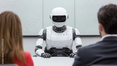 leadership vs robot and team dynamics. Innovative Corporate Debate: Robot and Human Panelists Discuss Team Dynamics. human vs machine, business strategy, innovation, future of work,