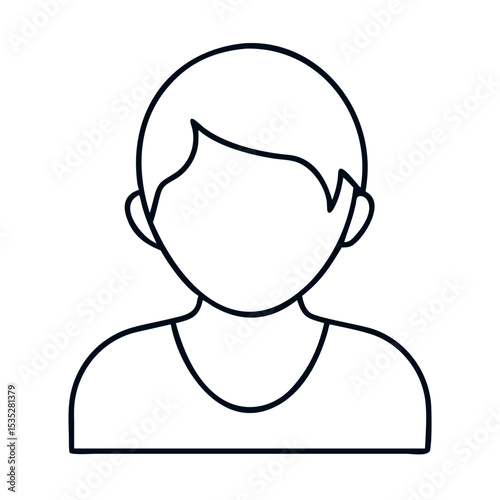 Simple user avatar icon with short hair and round face.  This minimalist user profile picture is perfect for websites and applications.  This clean, modern user avatar is ideal for profile pictures,