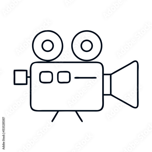 Vintage movie camera icon. Retro film camera illustration perfect for video production.  This classic movie camera image is ideal for streaming service logos, podcast covers, and gaming websites.