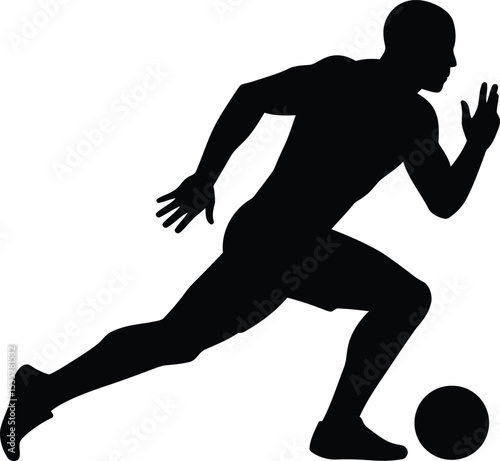 Dynamic Soccer Player Running with Ball - AI Generative
