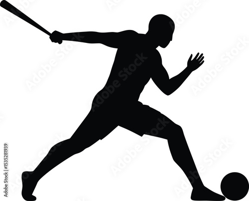 Dynamic Hurling Player Silhouette with Ball - AI Generative
