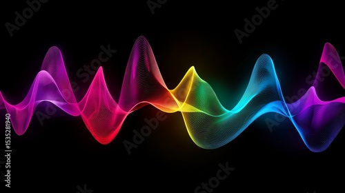 Vibrant Sound Wave Illustration in Dynamic Colors for Music Concept