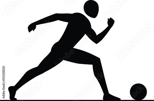 Dynamic Football Player Silhouette with Ball - AI Generative
