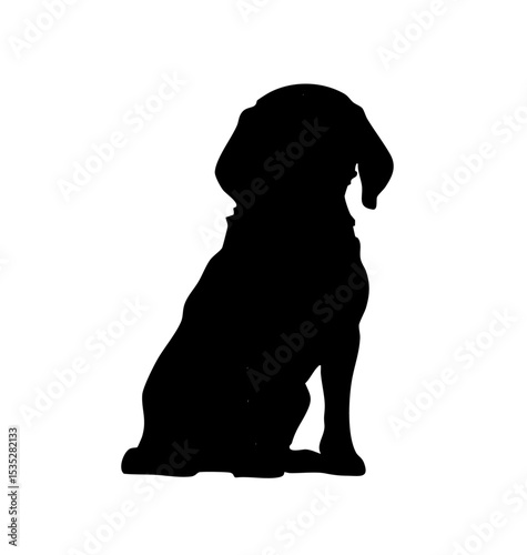 Dog Barking Black & White Silhouette Vector Illustration