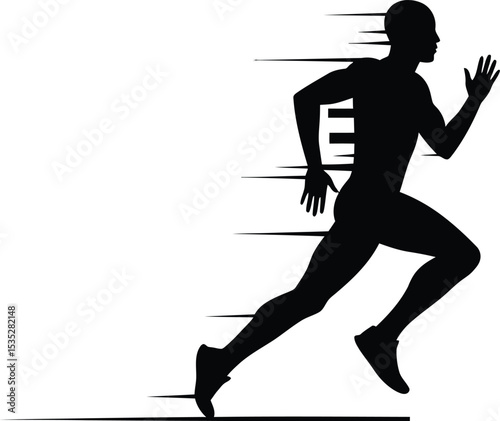 A Dynamic Running Man Silhouette with Speed Lines - AI Generative
