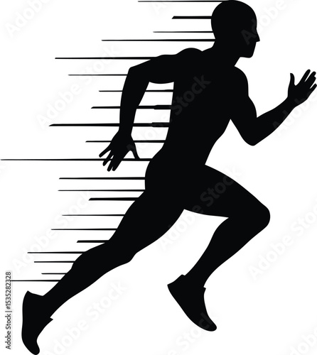 Dynamic style with Running Man Silhouette with Speed Lines - AI Generative
