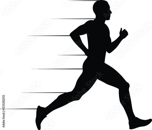 Dynamic Running Man Silhouette with Speed Lines - AI Generative
