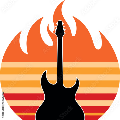 guitar and flames