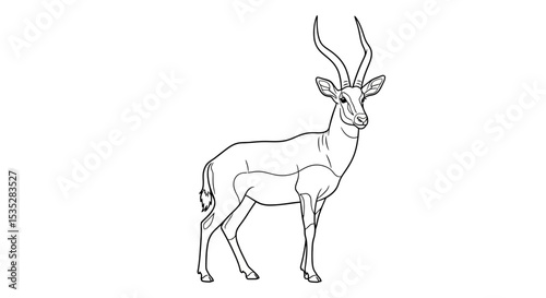 Antelope Vector Outline: Coloring Book Style Wildlife Illustration for Kids