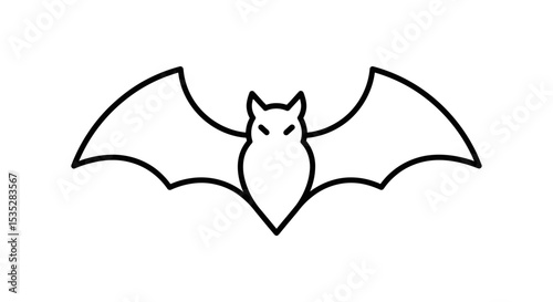 Bat Vector Outline: Coloring Book Style Nocturnal Animal Illustration for Kids
