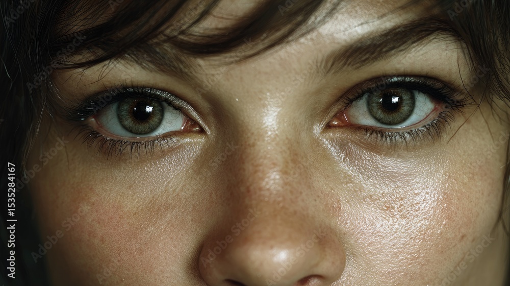 Fototapeta premium Close-Up of Eyes with Detailed Skin Texture and Natural Beauty