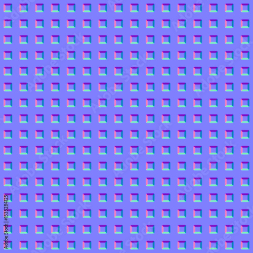 Pattern for square dots. Normal map texture. And complete seamless pattern.