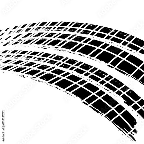 Auto tire tread grunge element. Car and motorcycle tire pattern, wheel tyre tread track. Black tyre print.