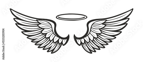Black and white svg vector angel wings, valentine's day icon