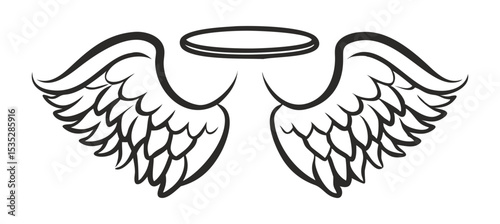 Black and white svg vector angel wings, valentine's day icon