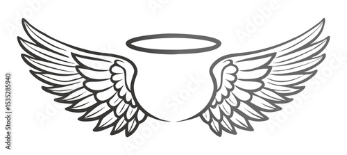 Black and white svg vector angel wings, valentine's day icon