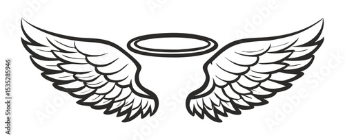 Black and white svg vector angel wings, valentine's day icon