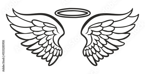 Black and white svg vector angel wings, valentine's day icon