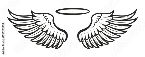 Black and white svg vector angel wings, valentine's day icon