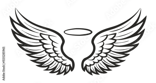 Black and white svg vector angel wings, valentine's day icon
