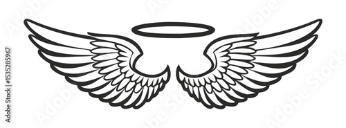 Black and white svg vector angel wings, valentine's day icon