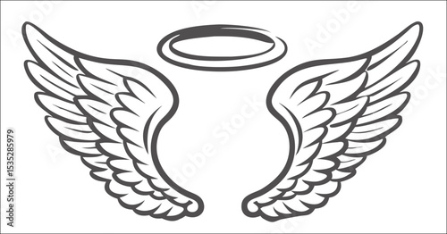 Black and white svg vector angel wings, valentine's day icon