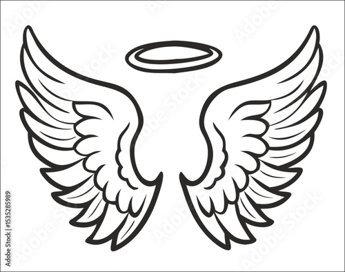 Black and white svg vector angel wings, valentine's day icon