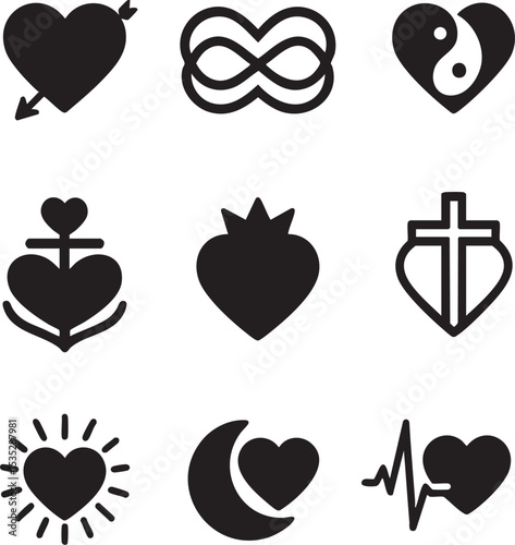 Love Symbols Silhouette Set - Heart & Relationship Icons
