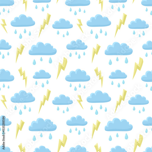 Storm seamless pattern with rainy clouds