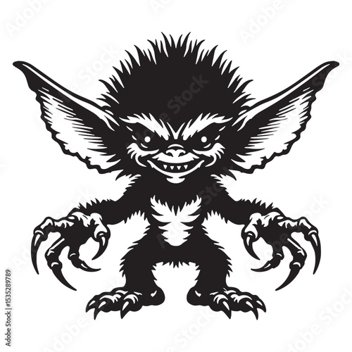 Fotografija Playful Gremlin Fantasy Figure Vector, with Its Unique and Annoying Look - greml