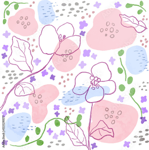 水彩　花　壁紙　背景　ベクター