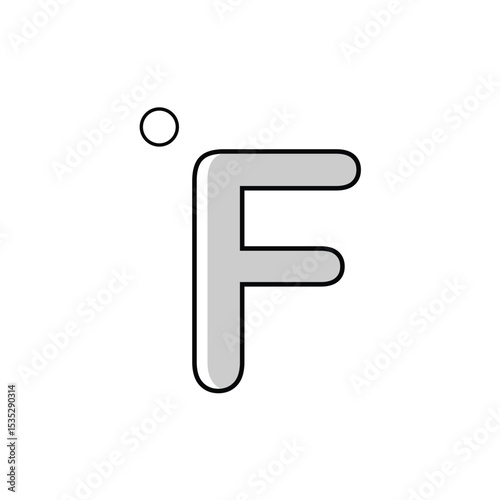 Fahrenheit symbol editable outline icon, weather icon on white background. Vector Illustration . EPS 10 . 
