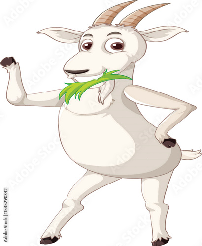 Lively Goat Having Fun and Leaping Freely Across a Sunny Meadow with Playful Spirit and Charm.