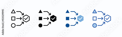 Mergers icon sheet multiple style collection isolated vector