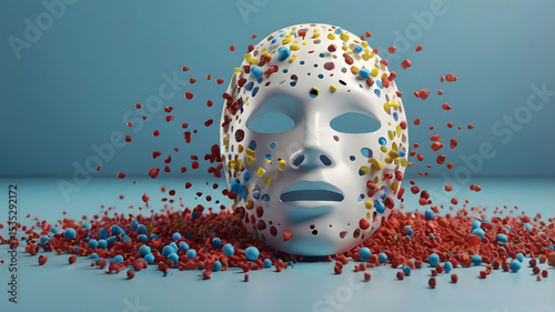 Wallpaper Mural High-quality 3D render of various colorful virus particles floating on a light blue background.  Torontodigital.ca