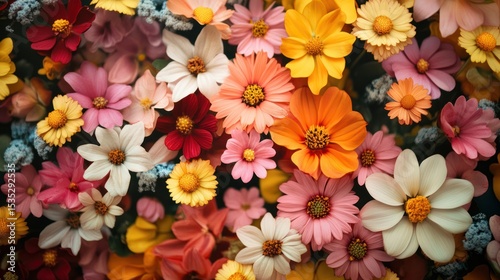 Vibrant floral bouquet, many colors