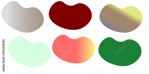 Organic amoeba blob shape abstract green color with line vector illustration isolated on transparent background. Set of irregular round blot form graphic element. Doodle drops with outline circle