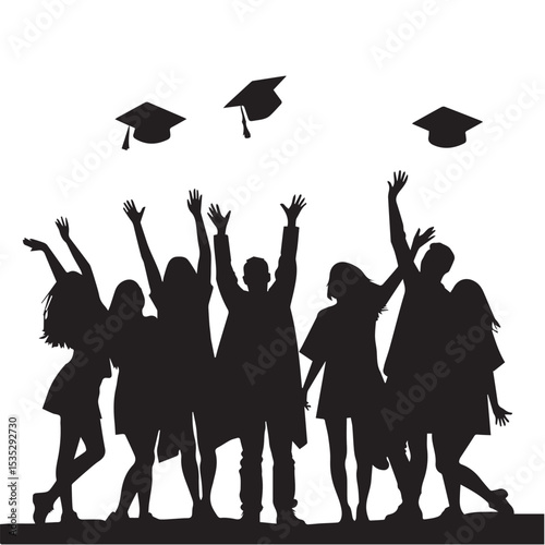 Graduation Cap Toss Silhouette