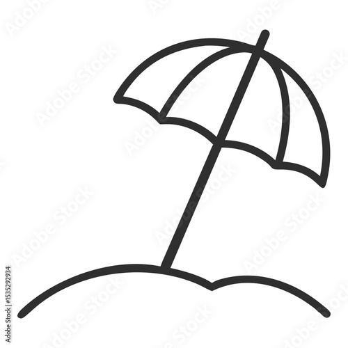 Beach Umbrella Line Art Icon Black White Simple Summer