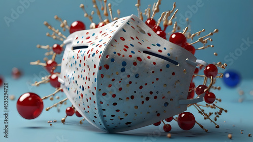 Wallpaper Mural High-quality 3D render of various colorful virus particles floating on a light blue background.  Torontodigital.ca